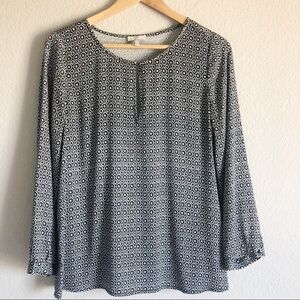 Joie Silk Dress Blouse Floral Scoop Neck Top Long Sleeves